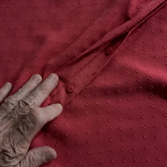 Talbots Button Down Blouse Raised Polka Dot Salmon Lined Top Women’s Size Large - Picture 8 of 10